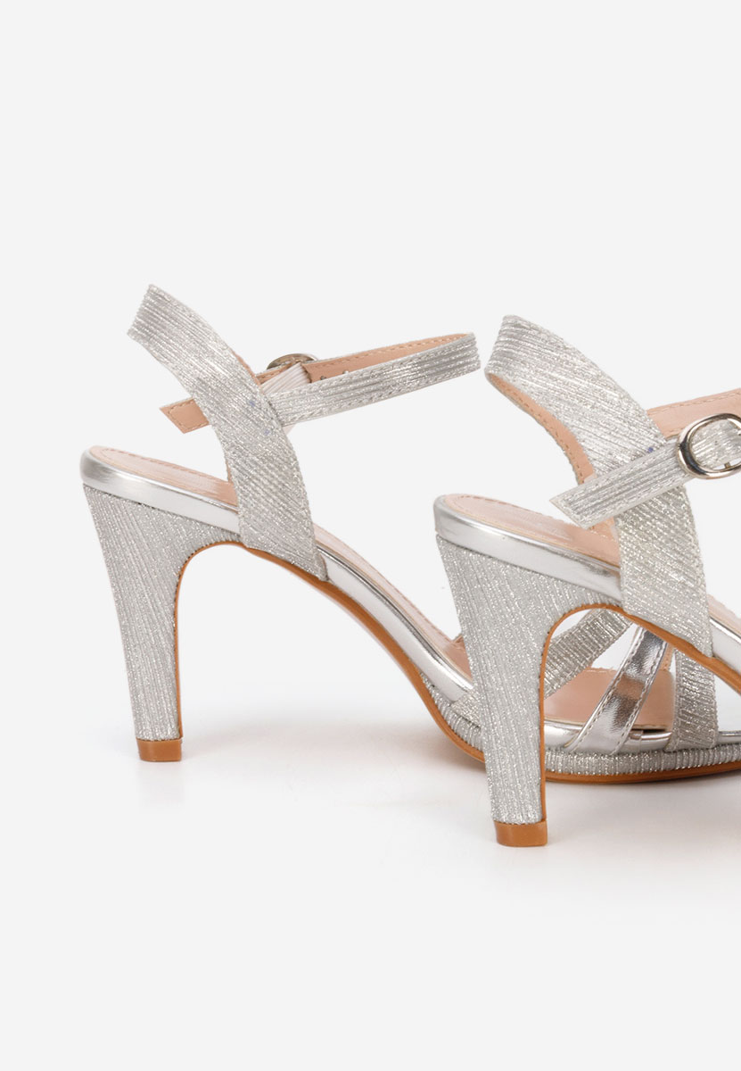 Sandale elegante cu toc Raniya argintii
