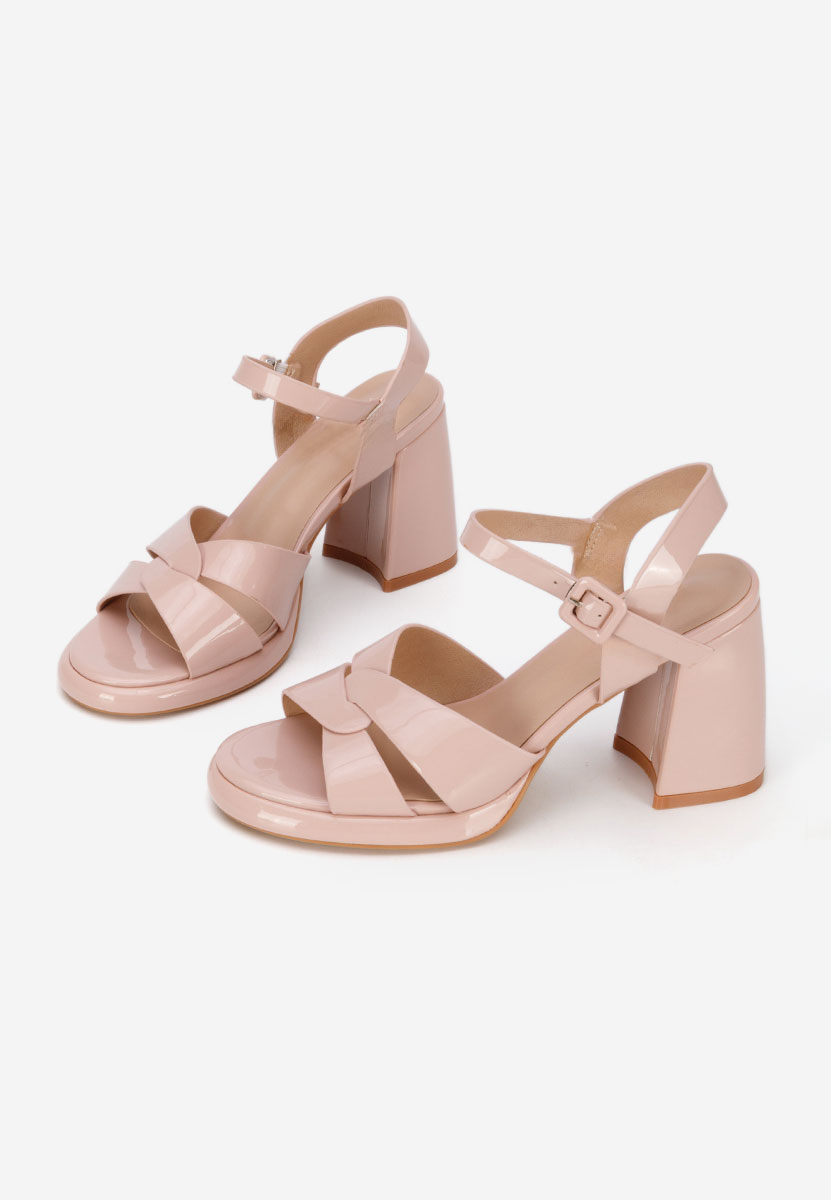 Sandale cu toc gros Lorenda nude