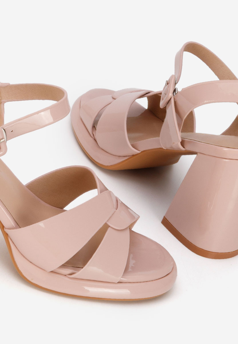 Sandale cu toc gros Lorenda nude