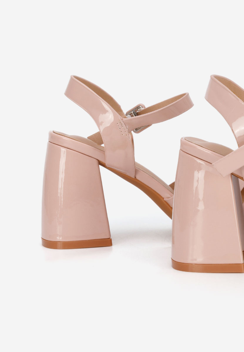 Sandale cu toc gros Lorenda nude