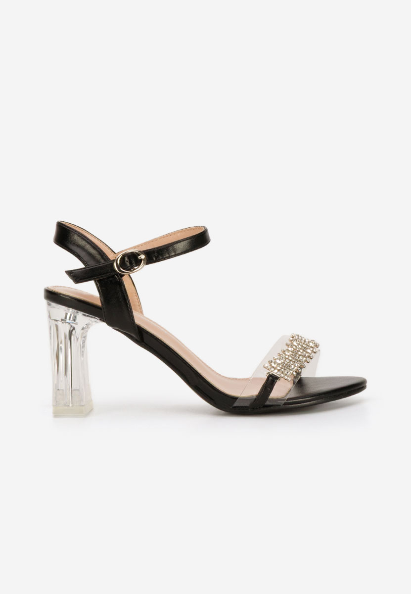 Sandale cu toc gros Kalistia negre