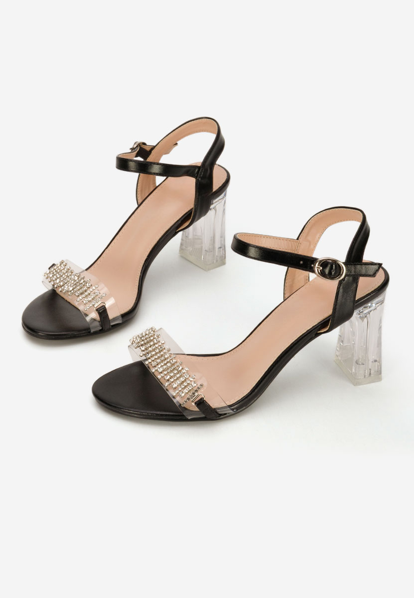 Sandale cu toc gros Kalistia negre