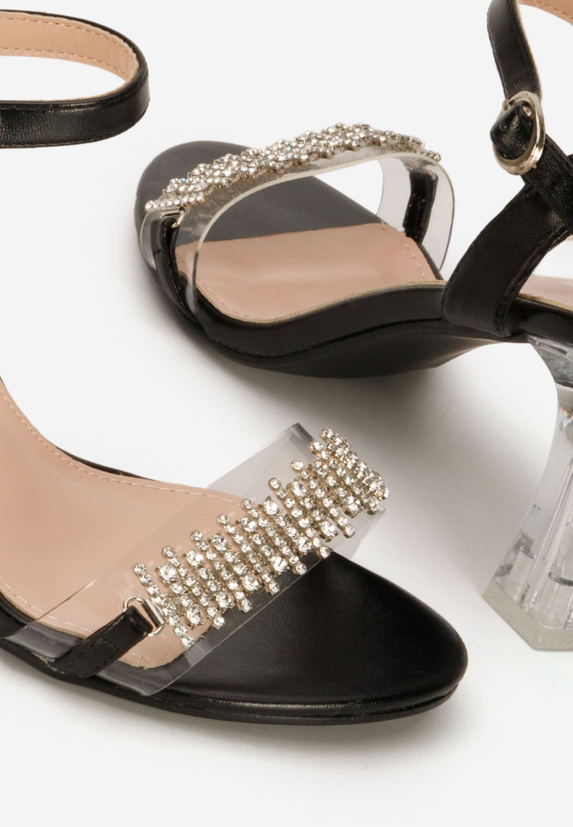 Sandale cu toc gros Kalistia negre