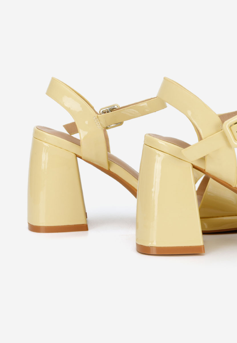 Sandale cu toc gros Lorenda galbene