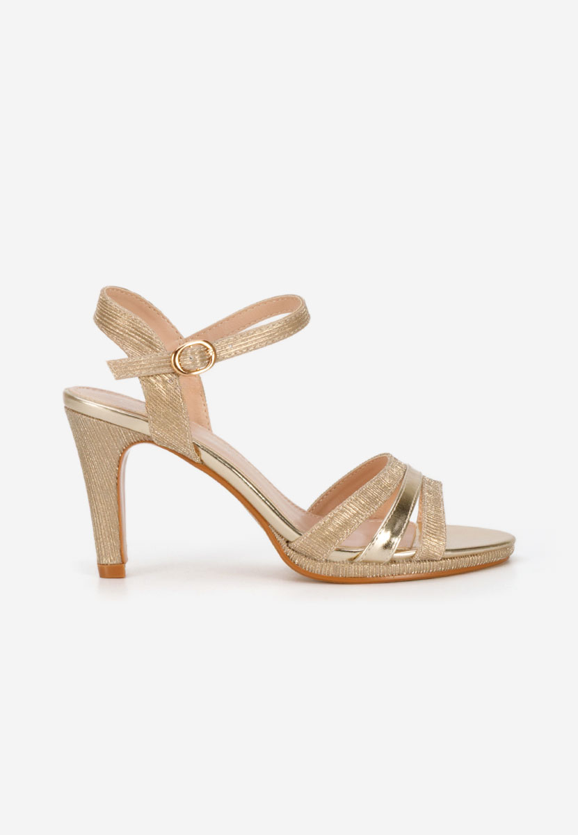 Sandale elegante cu toc Raniya aurii