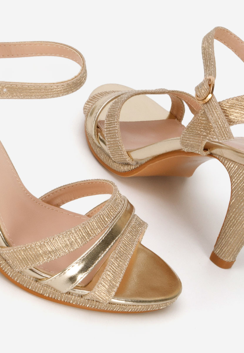 Sandale elegante cu toc Raniya aurii