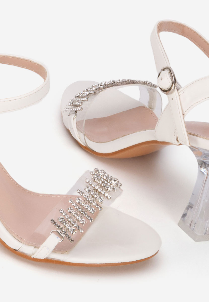 Sandale cu toc gros Kalistia albe