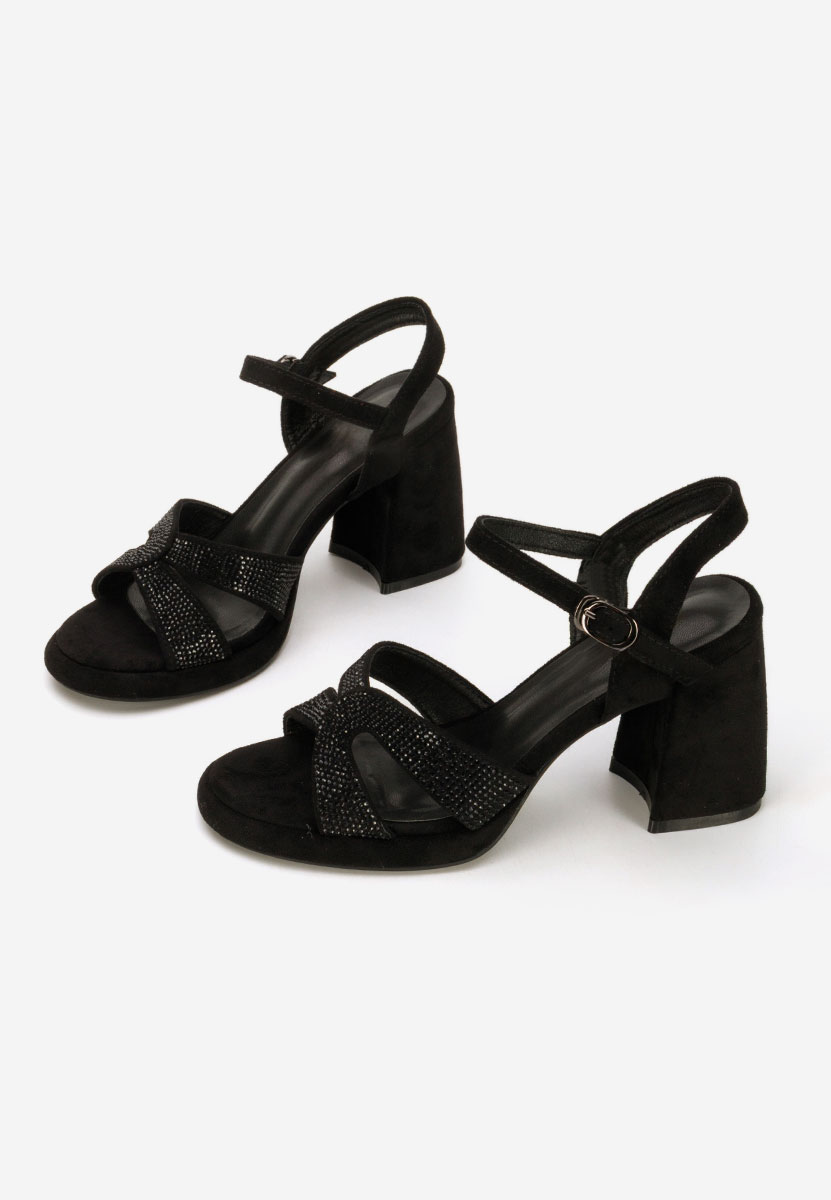 Sandale cu toc gros Madrigal negre