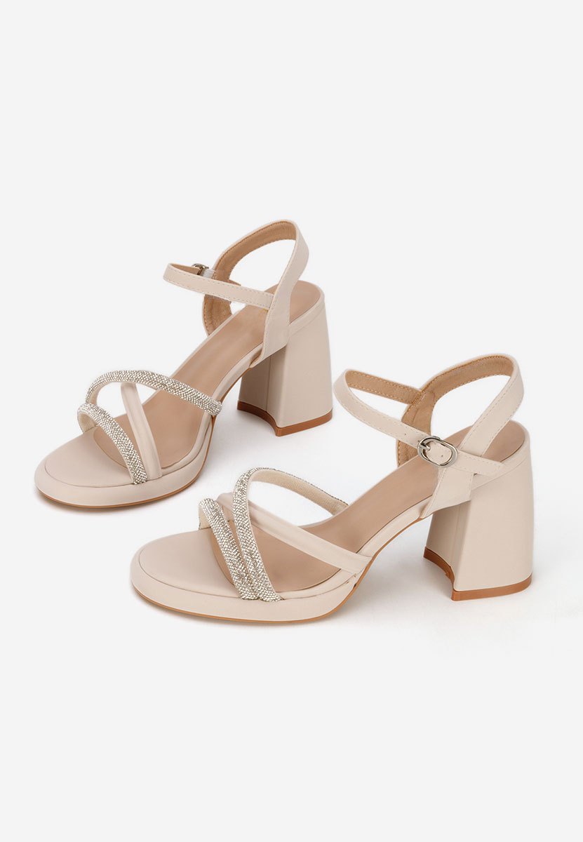 Sandale cu toc gros Castelia bej