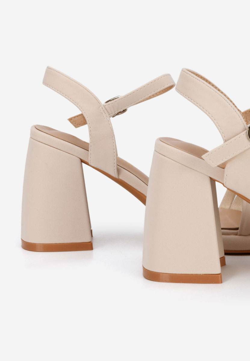 Sandale cu toc gros Castelia bej