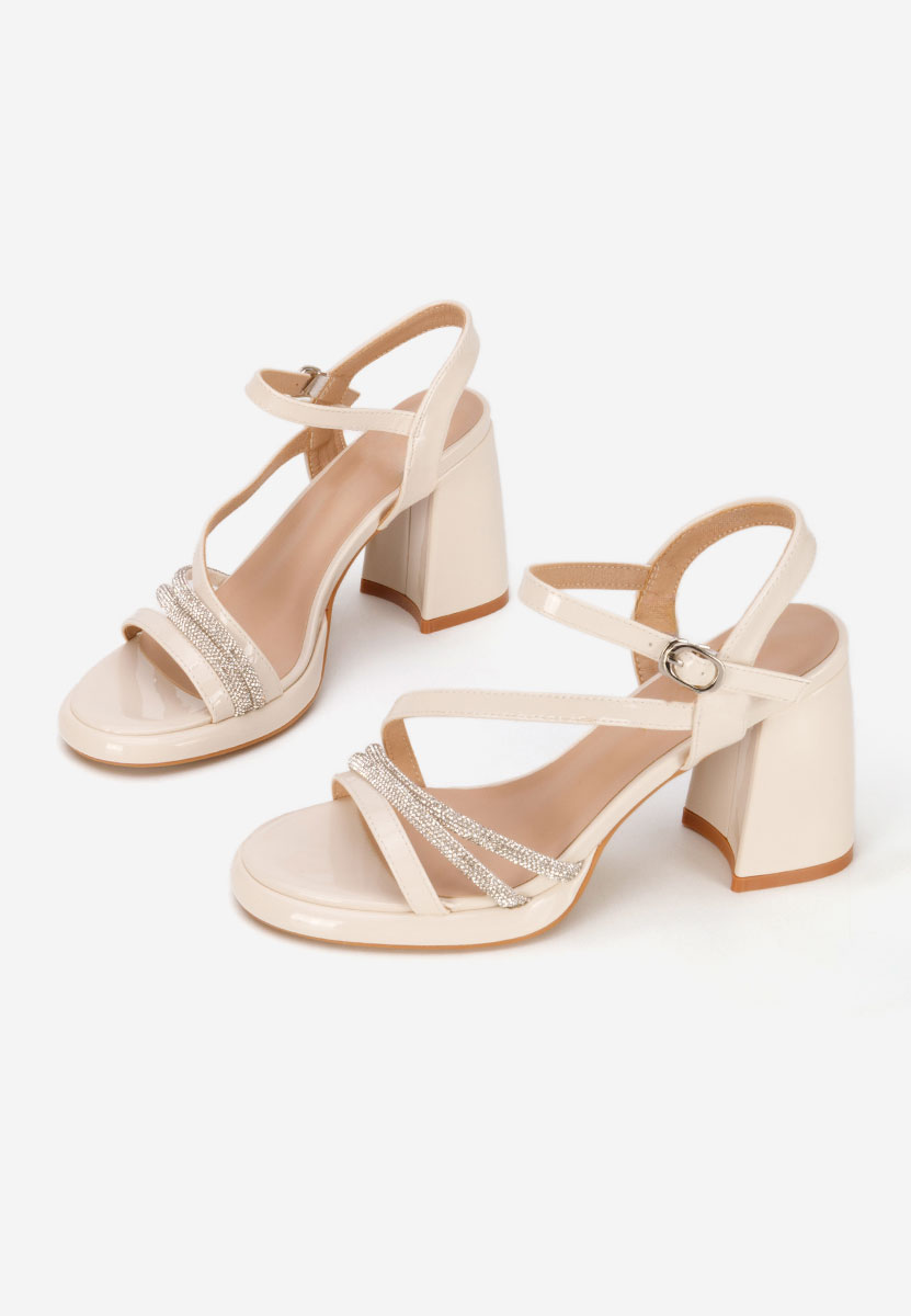 Sandale cu toc gros Bogdana bej
