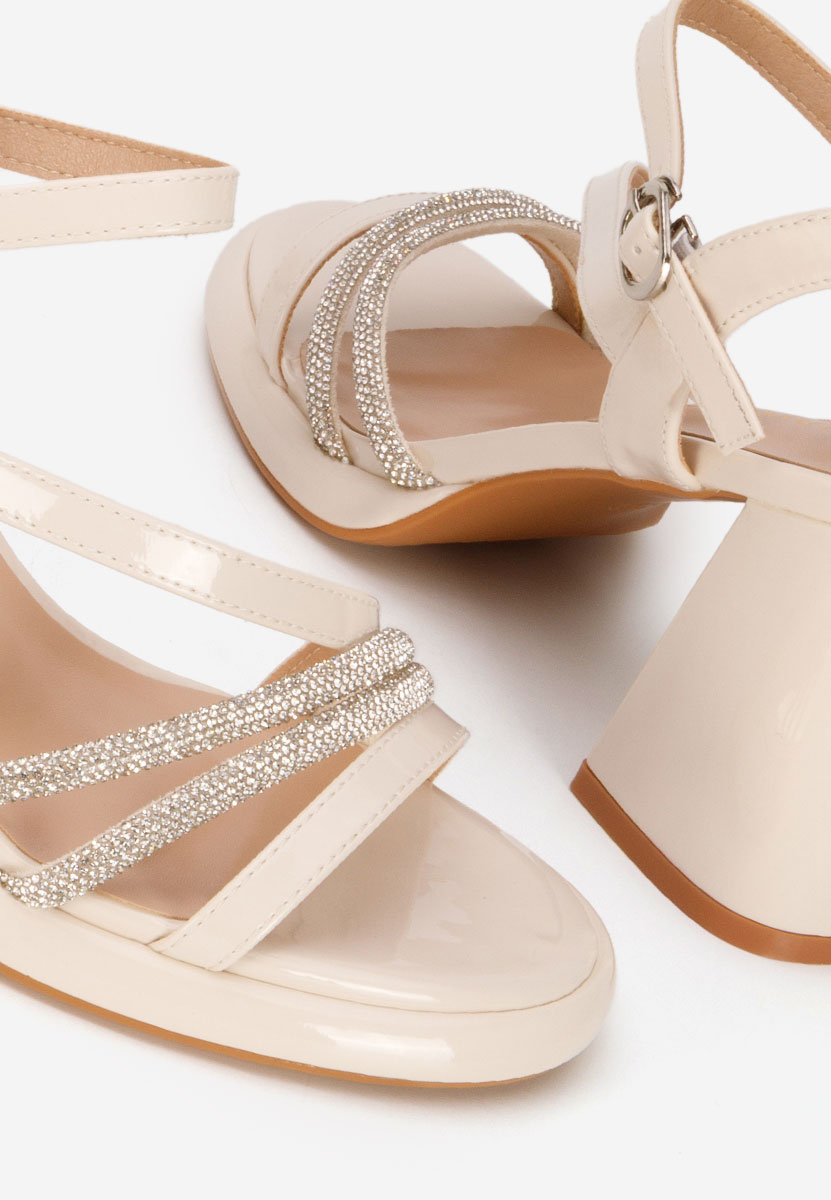 Sandale cu toc gros Bogdana bej