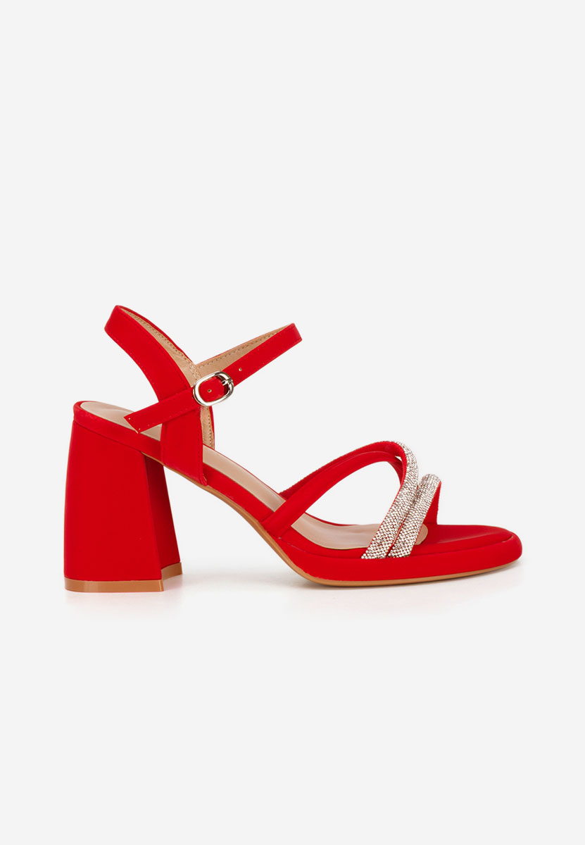 Sandale cu toc gros Castelia rosii