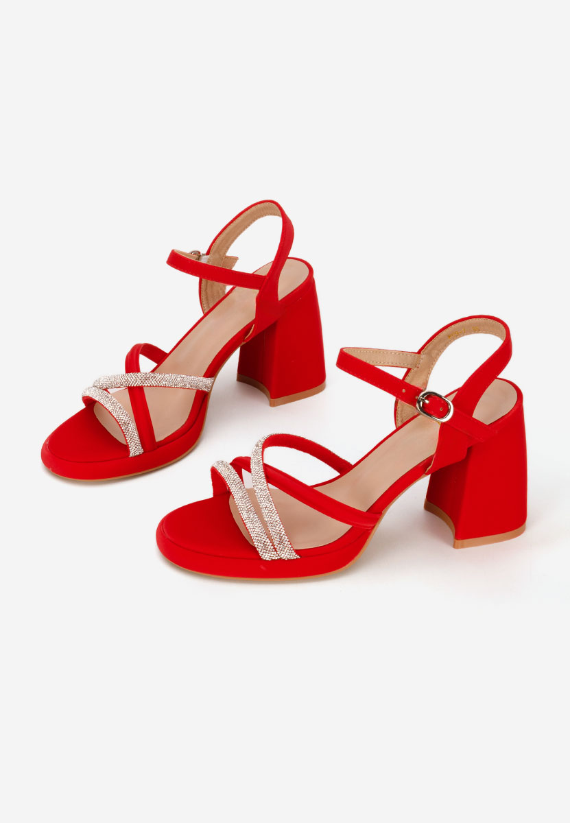 Sandale cu toc gros Castelia rosii