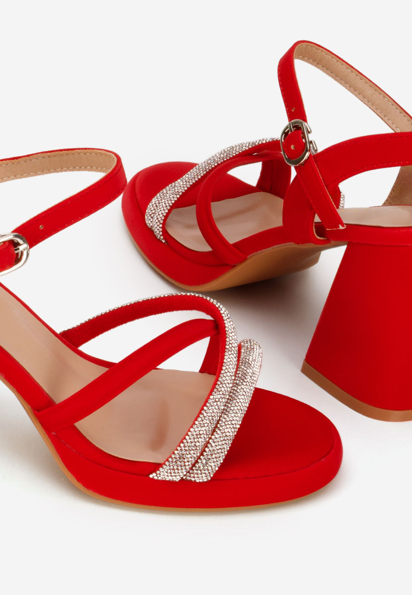 Sandale cu toc gros Castelia rosii