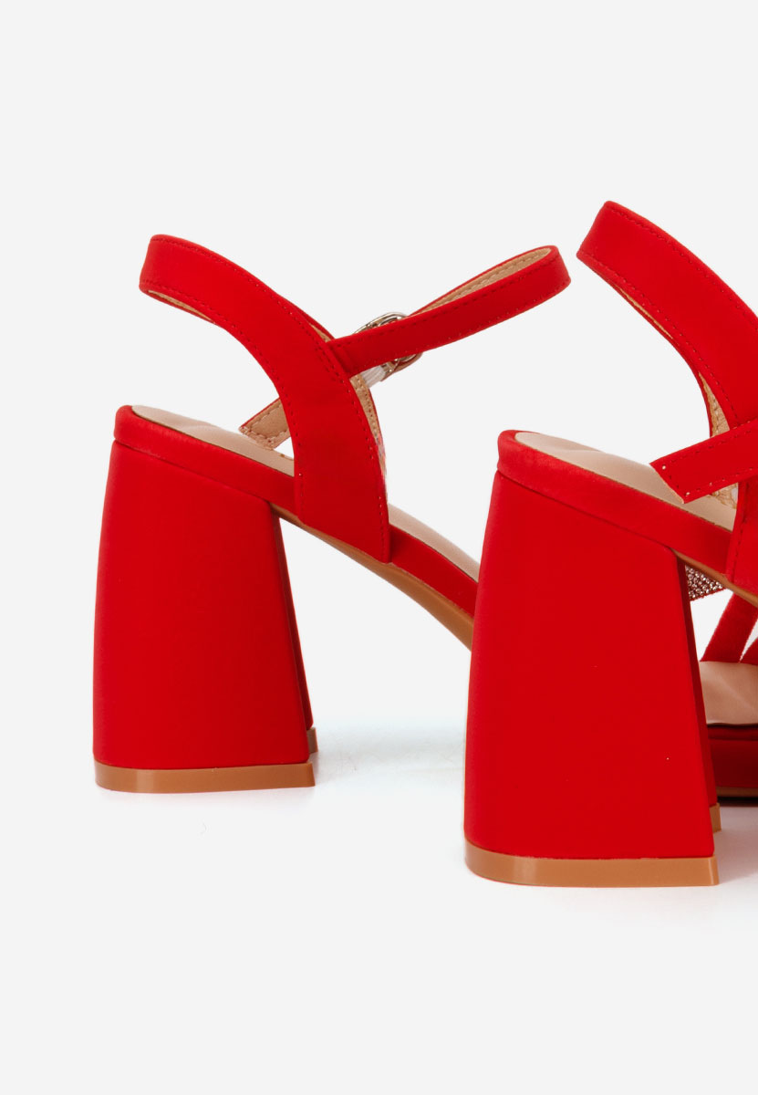 Sandale cu toc gros Castelia rosii