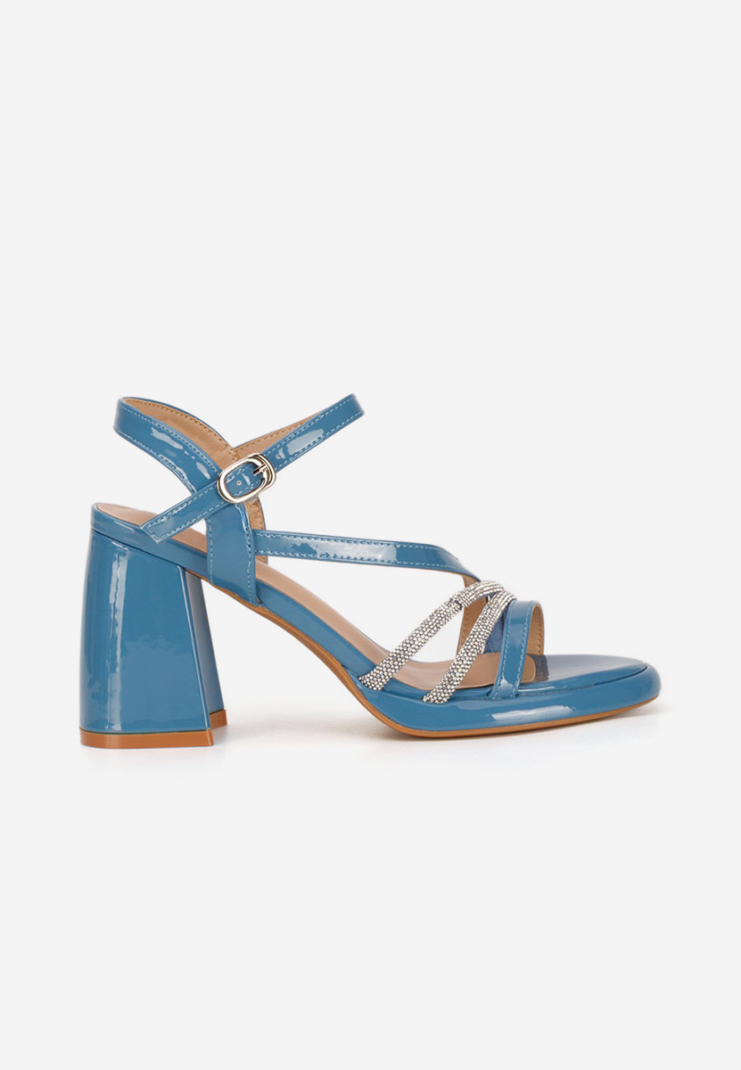 Sandale cu toc gros Bogdana albastre