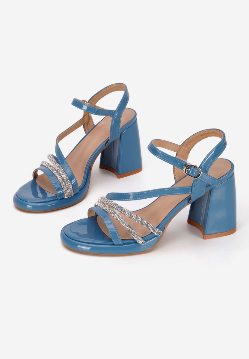 Sandale cu toc gros Bogdana albastre