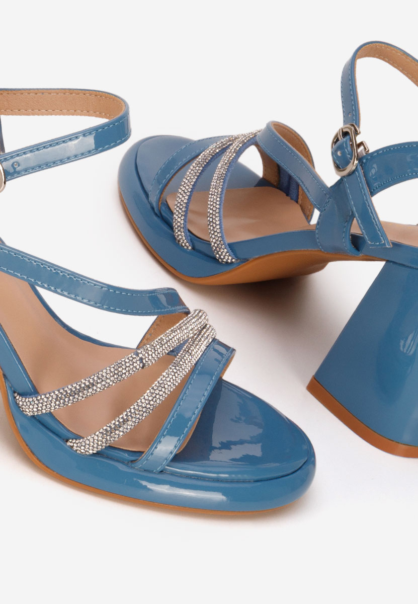 Sandale cu toc gros Bogdana albastre