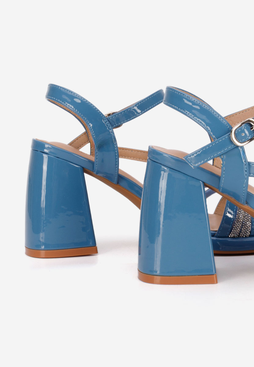 Sandale cu toc gros Bogdana albastre