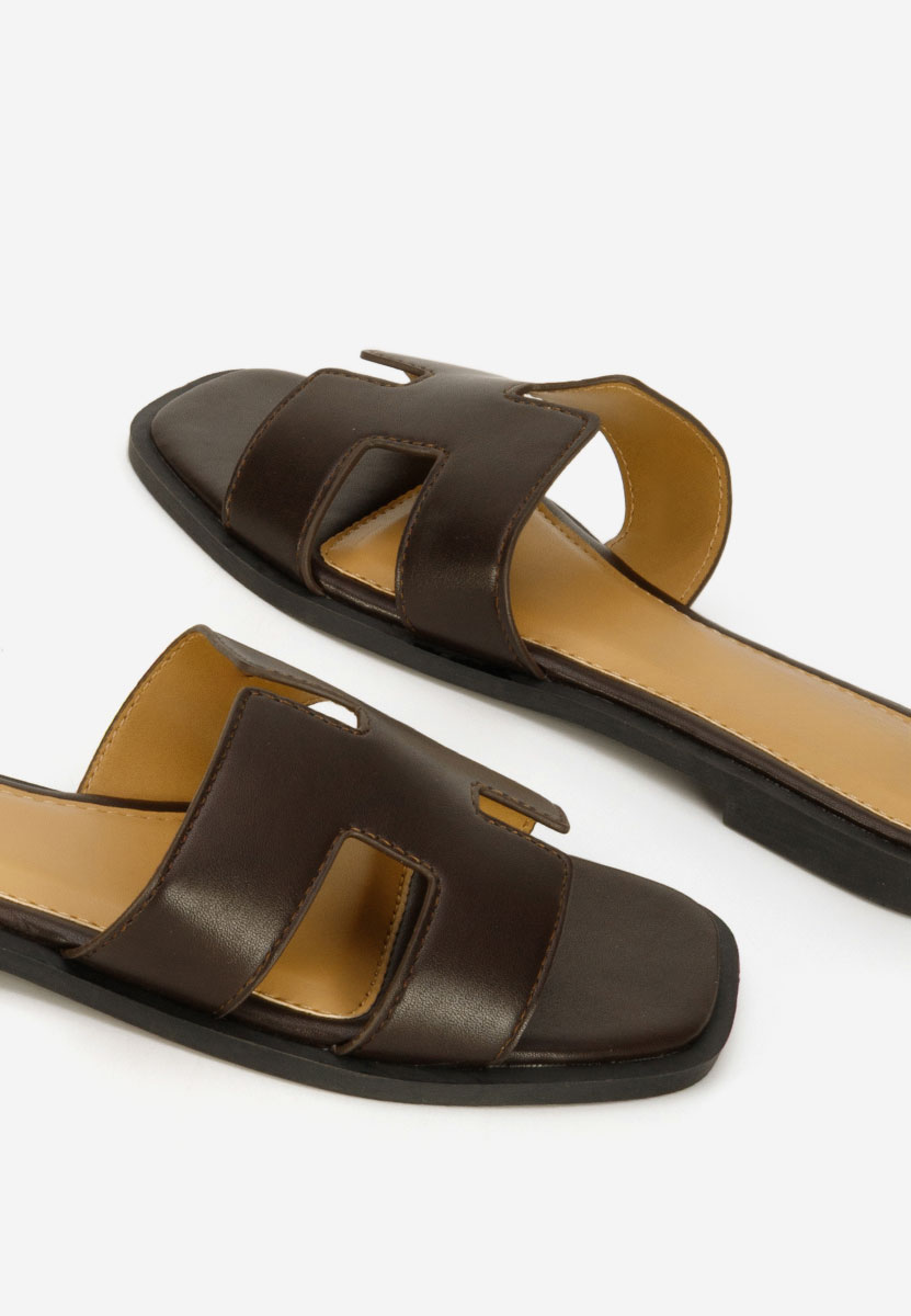 Papuci fara toc Lecya maro