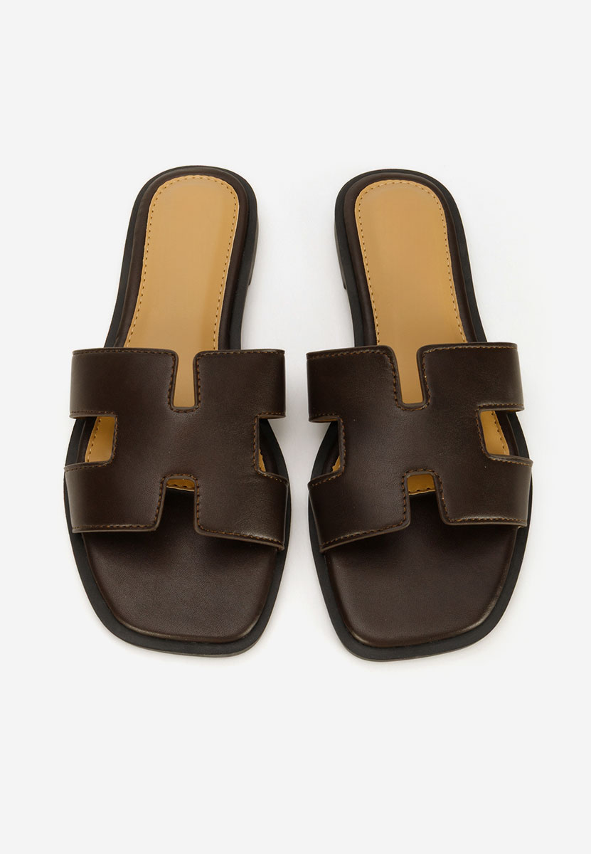 Papuci fara toc Lecya maro