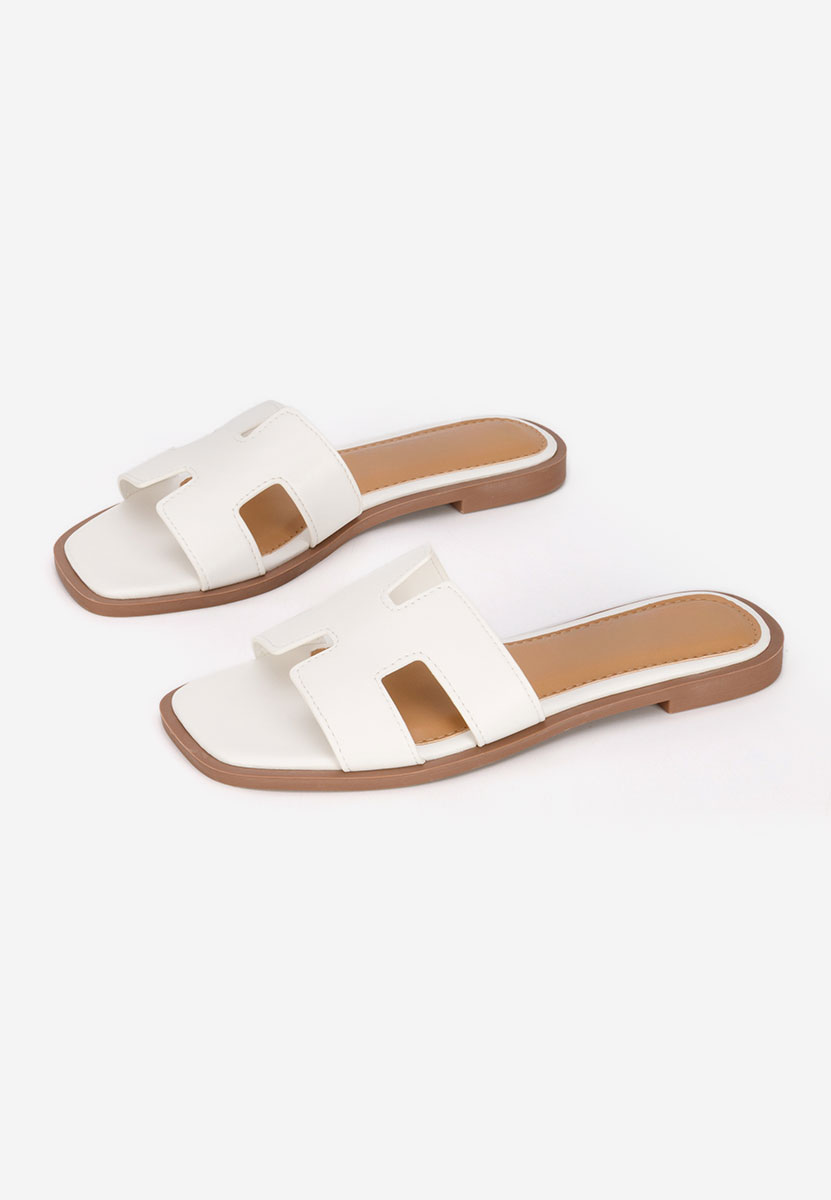 Papuci fara toc Lecya albi