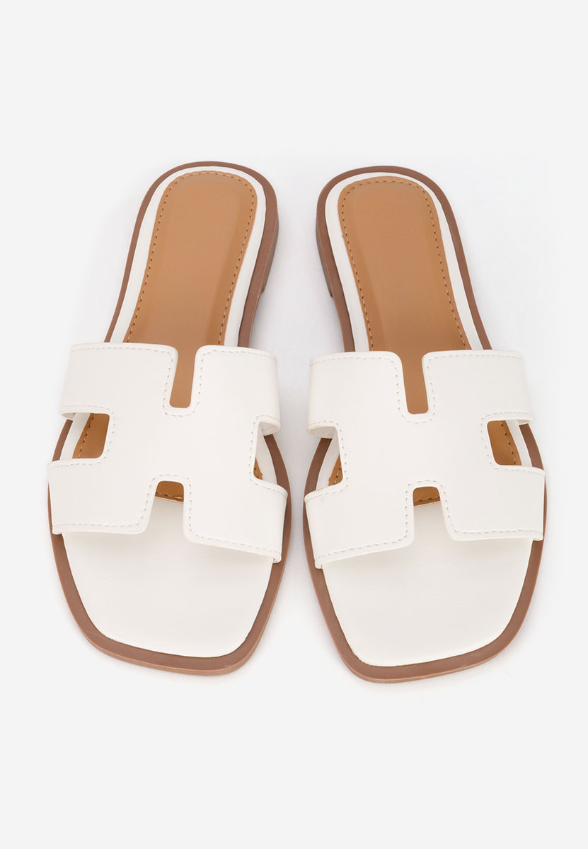 Papuci fara toc Lecya albi