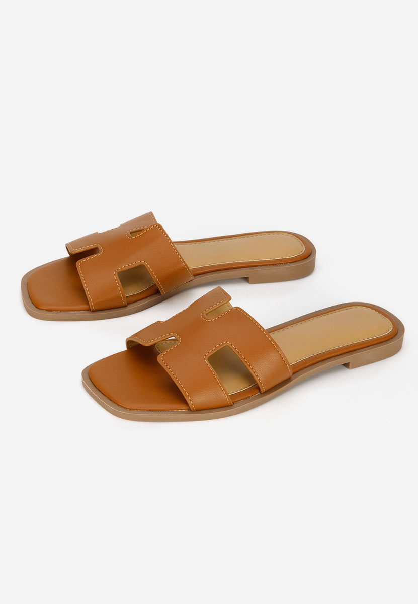 Papuci fara toc Lecya camel