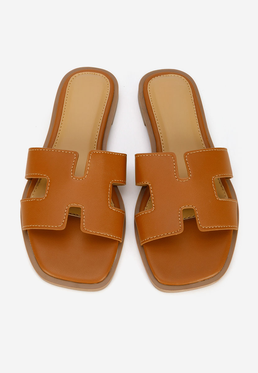 Papuci fara toc Lecya camel