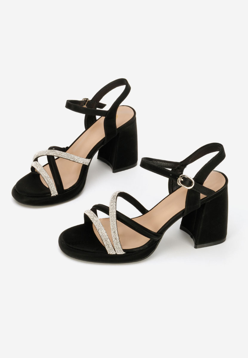 Sandale cu toc gros Castelia negre