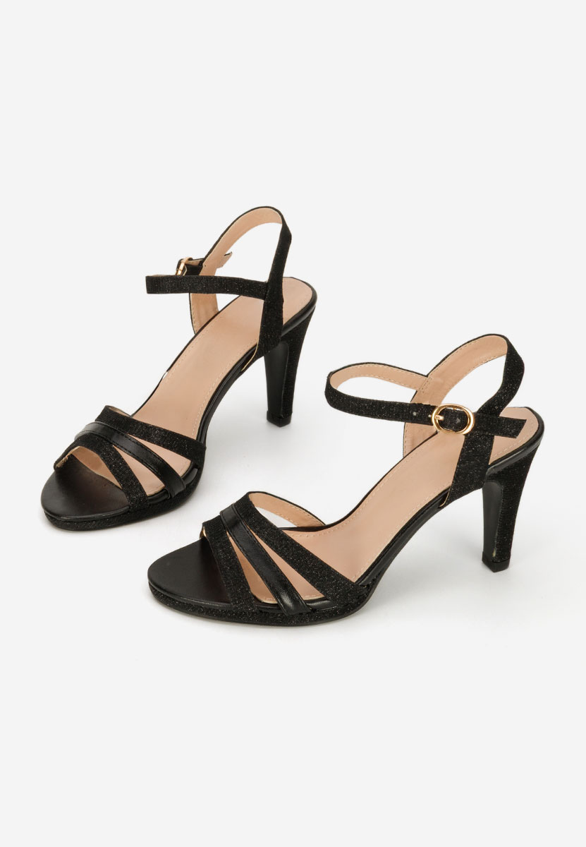 Sandale elegante cu toc Raniya negre