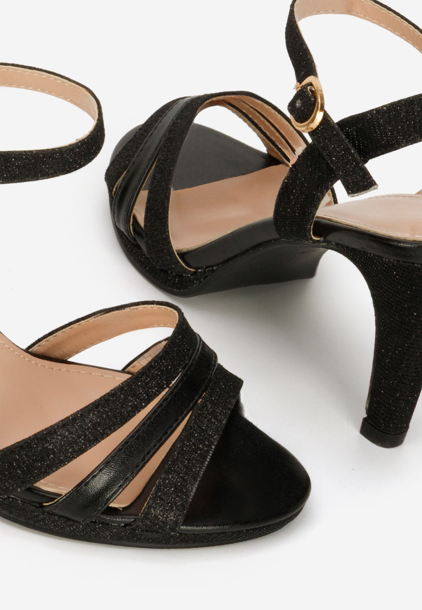 Sandale elegante cu toc Raniya negre