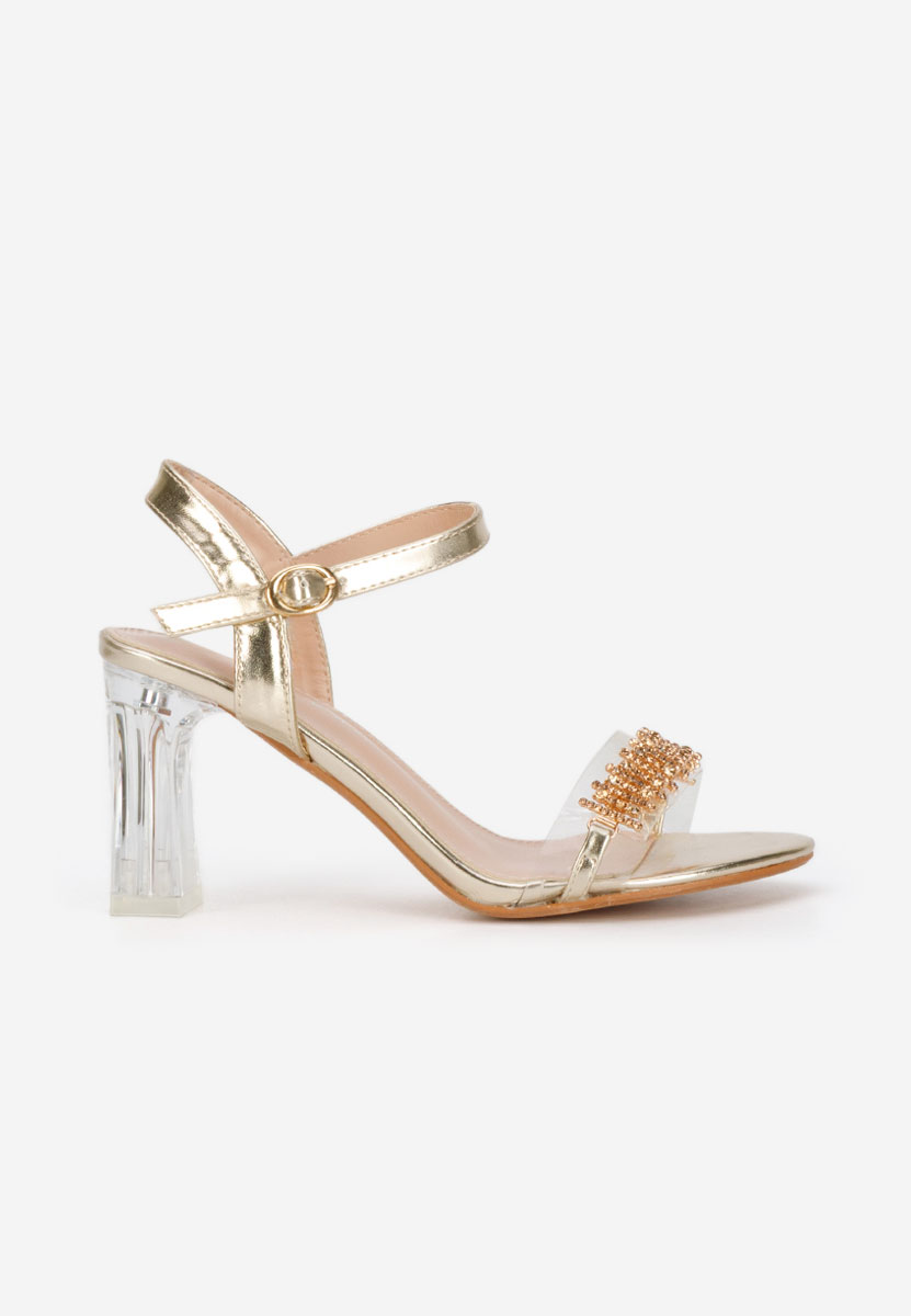 Sandale cu toc gros Kalistia aurii