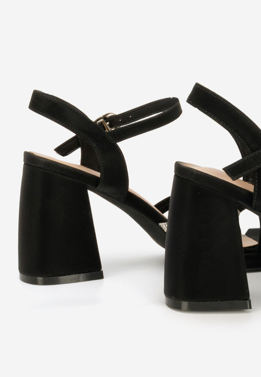 Sandale cu toc gros Castelia negre