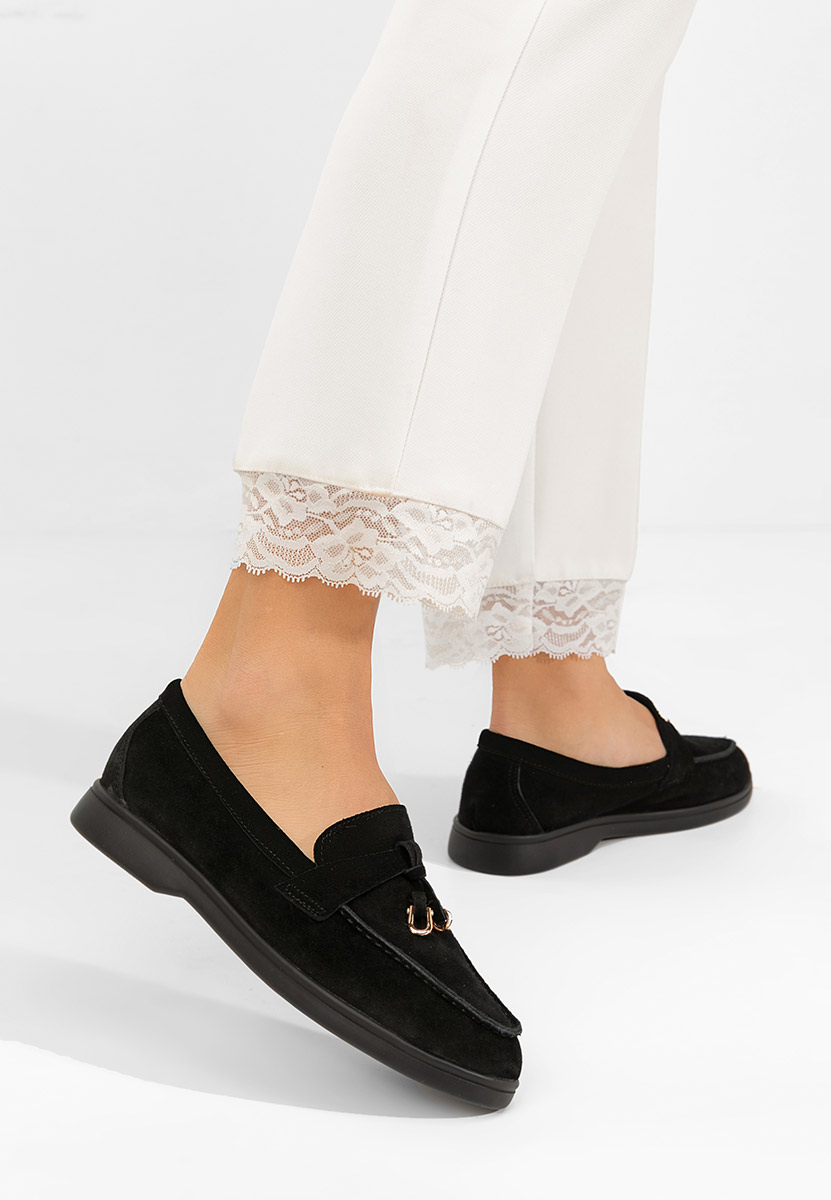 Mocasini piele intoarsa Ortansa negri