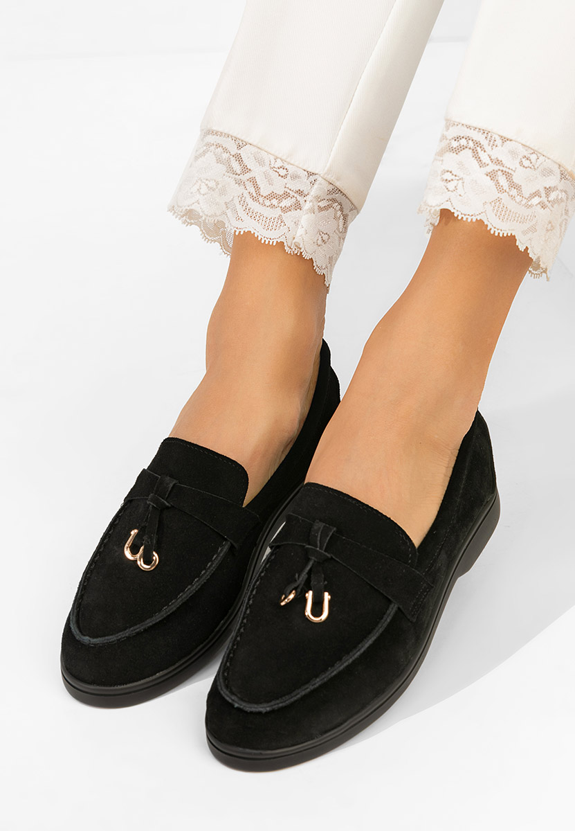 Mocasini piele intoarsa Ortansa negri