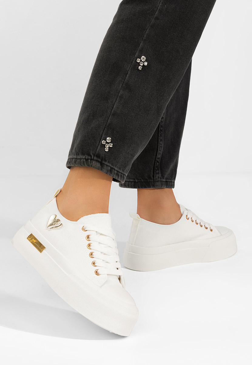 Sneakers cu platformă Inimia albi