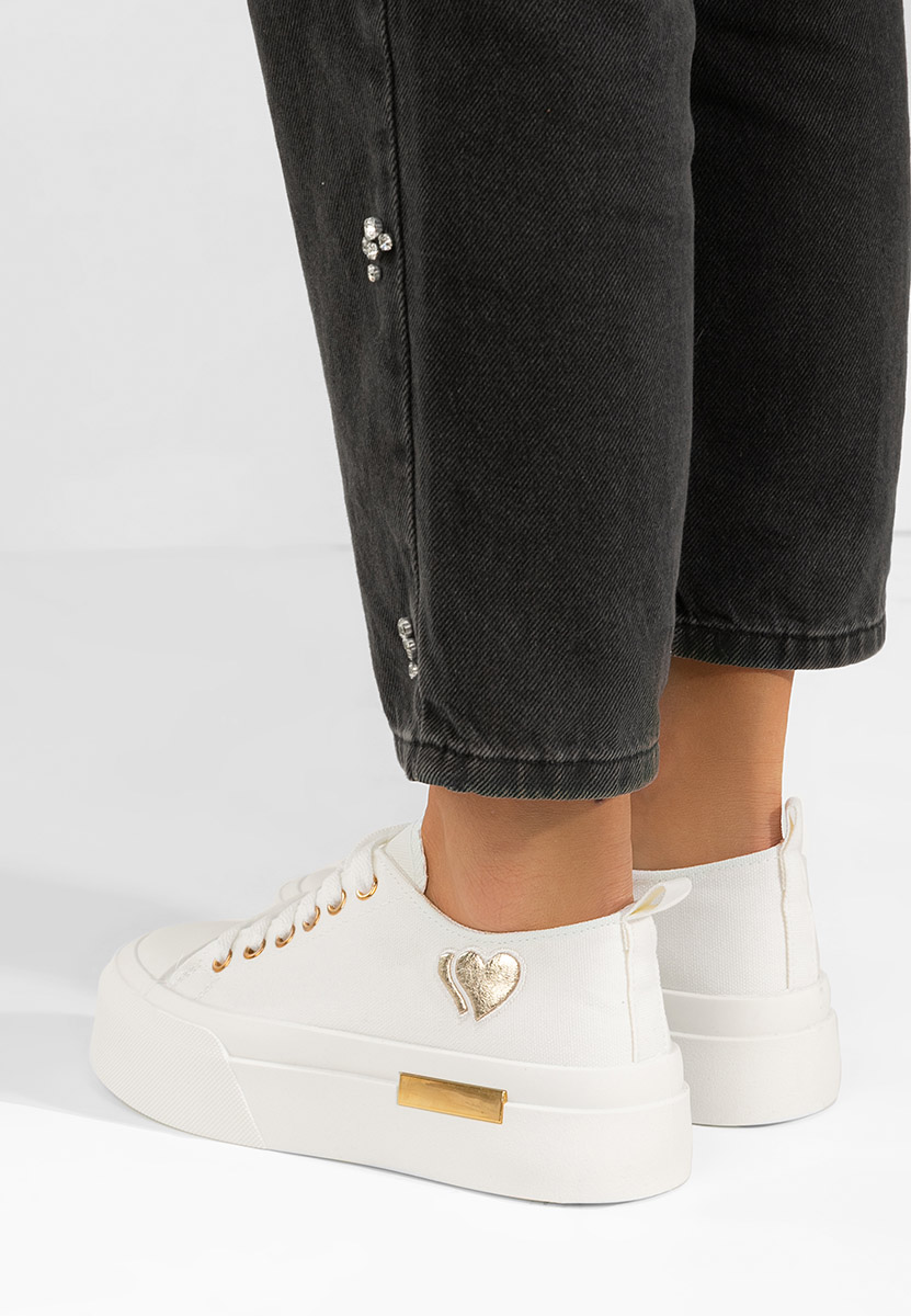 Sneakers cu platformă Inimia albi