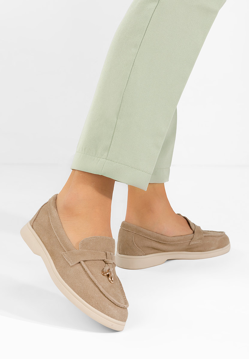 Mocasini piele intoarsa Ortansa camel