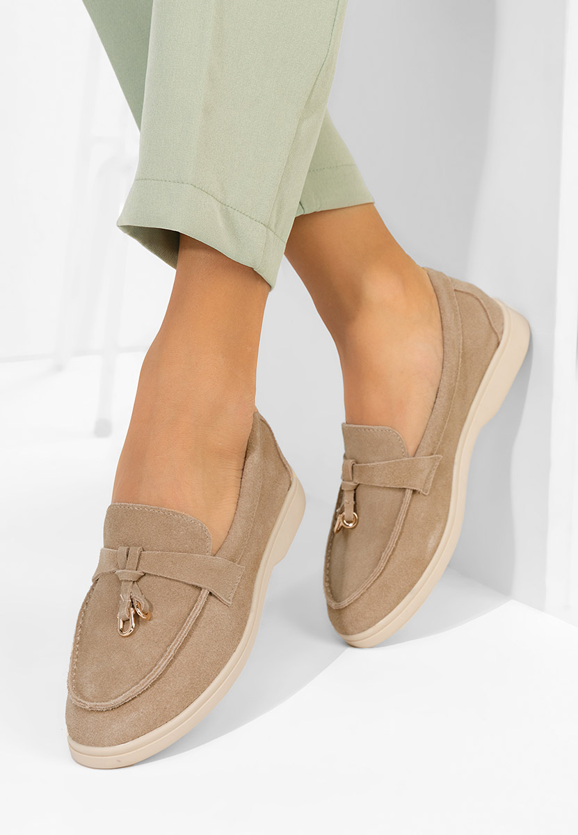 Mocasini piele intoarsa Ortansa camel
