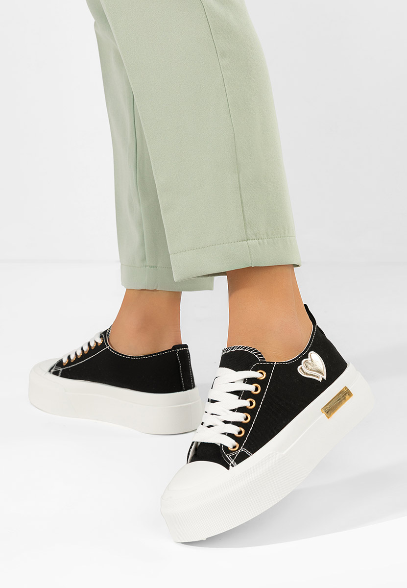 Sneakers cu platformă Inimia negri