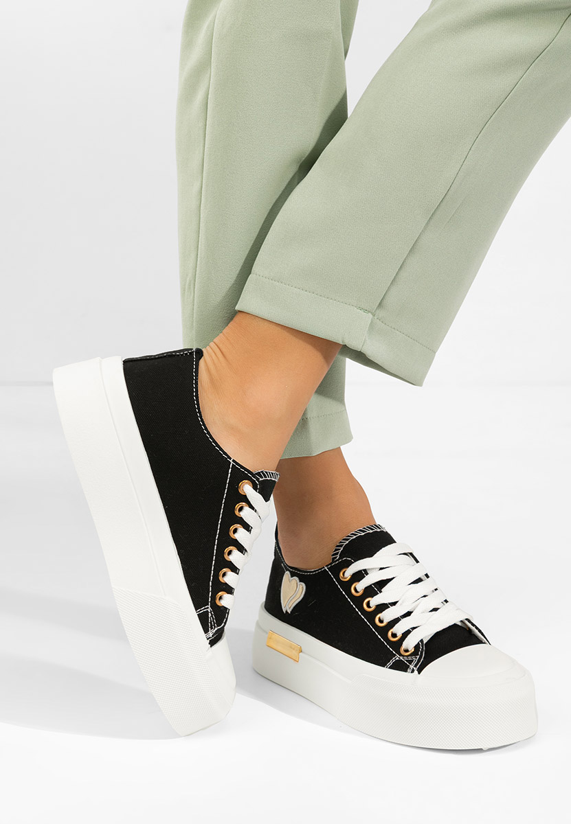 Sneakers cu platformă Inimia negri
