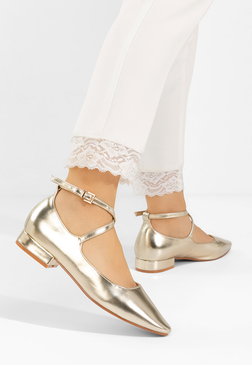 Pantofi cu toc mic Hurania aurii