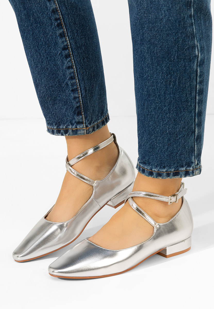 Pantofi cu toc mic Hurania argintii