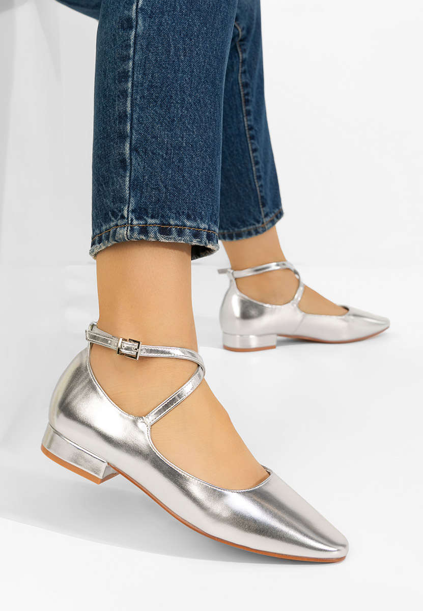 Pantofi cu toc mic Hurania argintii