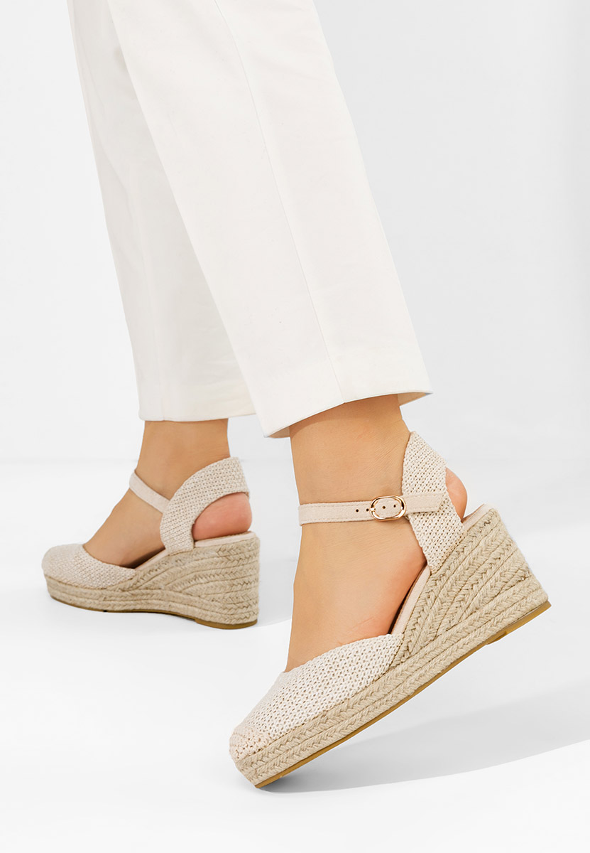 Sandale cu platforma tip espadrile Paty bej