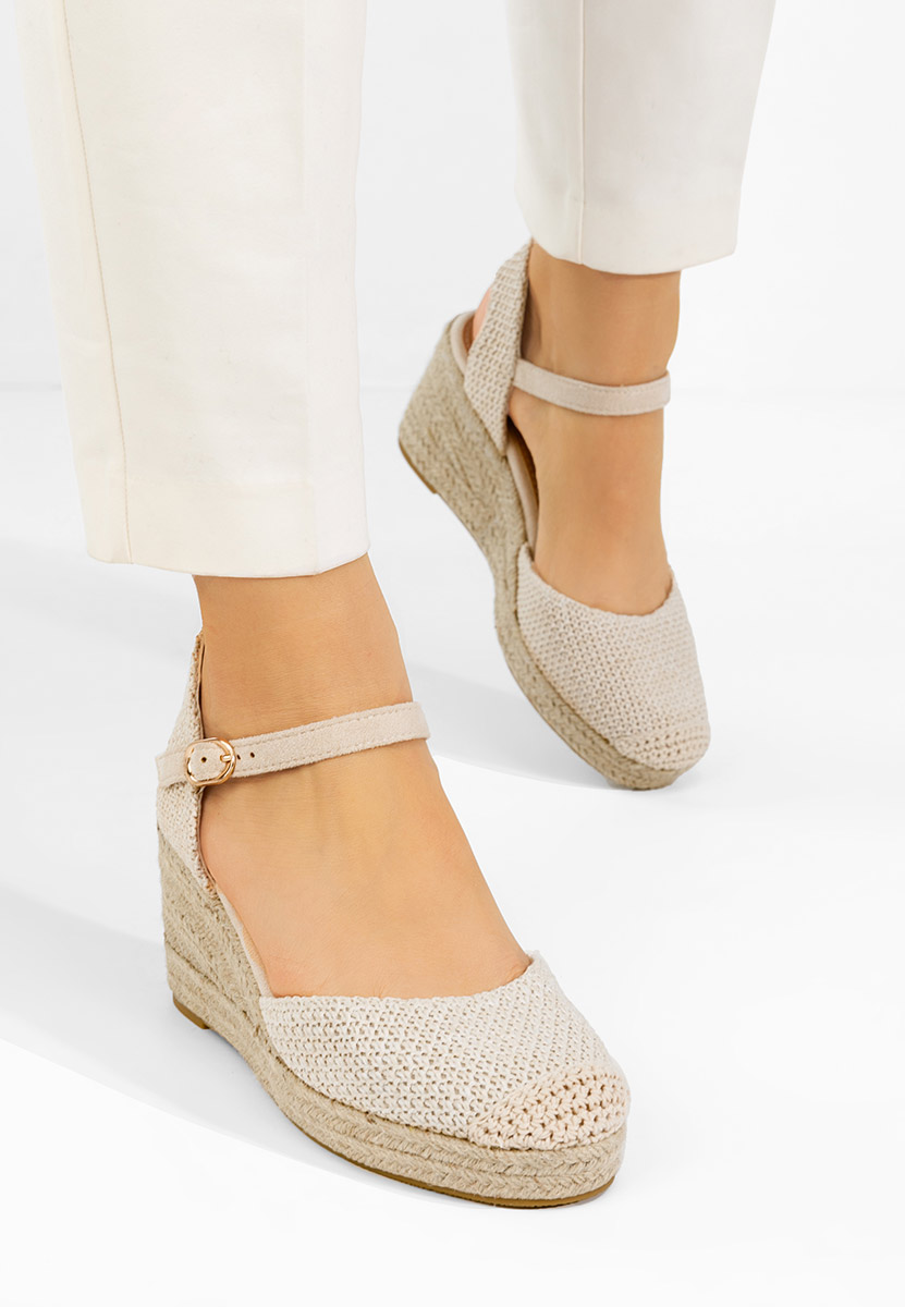 Sandale cu platforma tip espadrile Paty bej
