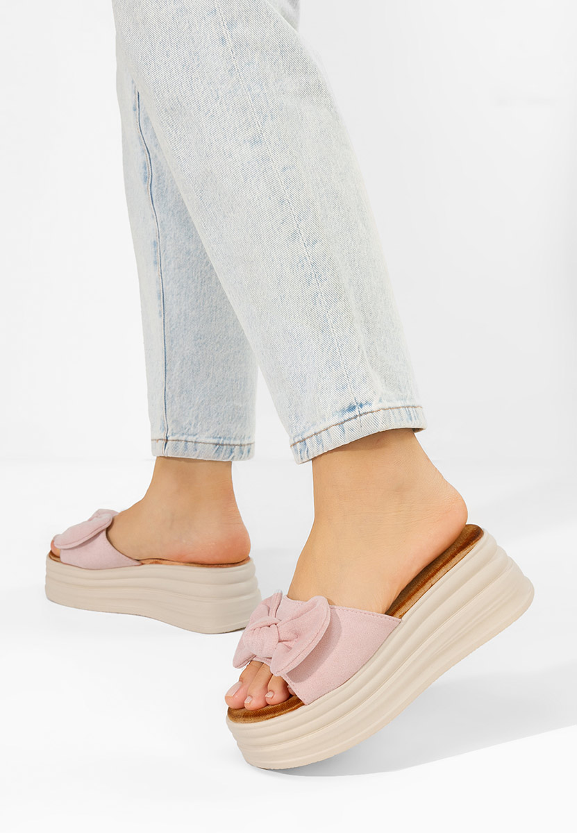 Papuci cu platformă Elarya roz