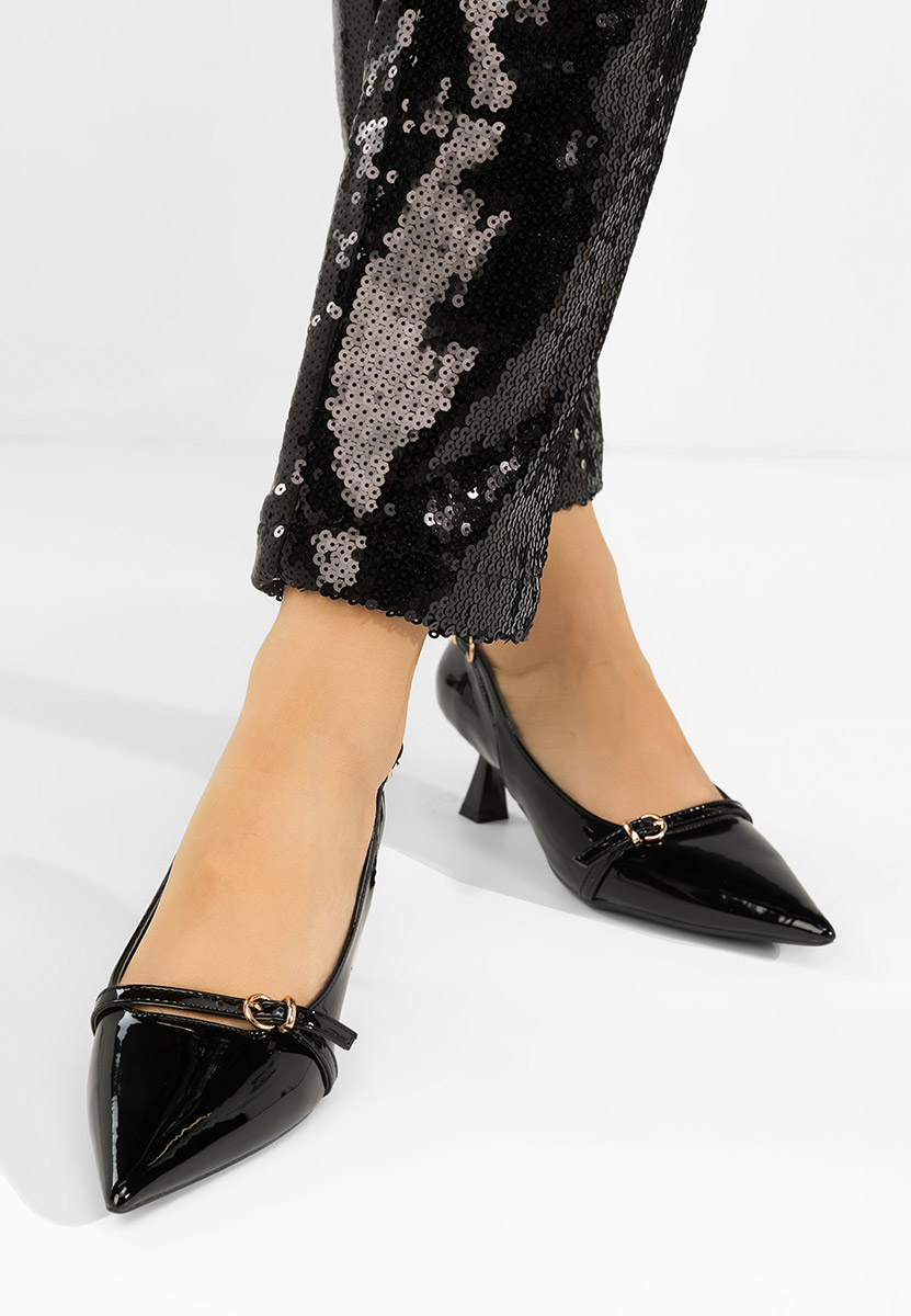 Pantofi stiletto cu toc mic Surie negri
